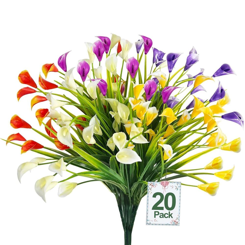 20 Bundles Calla Lily (400 Heads) Artificial Flowers for Outdoors, Fake
